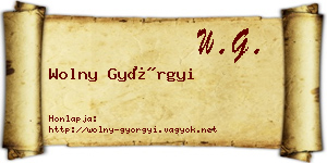 Wolny Györgyi névjegykártya